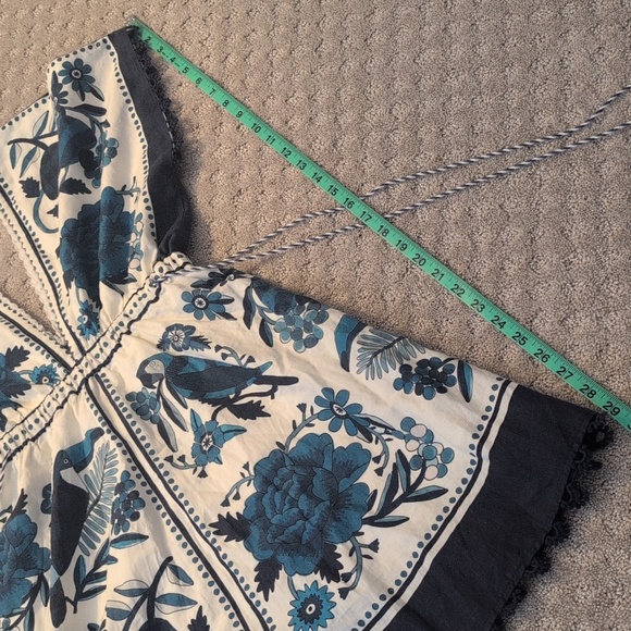 Farm Rio Linen Blend Blue And White Sundress - Picture 3 of 11